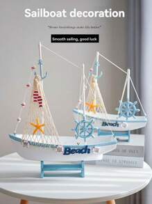 Wooden Sailboat Models, Handmade Wooden Boats, Mediterranean Style Ocean Themes, Home Desktop Cabinet Decorations, The Best Gifts For People