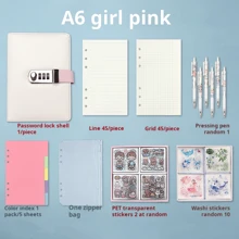 1pc Highly Attractive Password Lock, DIY Loose Leaf Notebook, Multifunctional With Lock Buckle, Note Taking Journal, Student Stationery Notebook, Free Of Random Stickers, 12 Sheets Can Be DIY