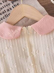 Girls Turndown Collar Bow Princess Dress, Summer New Young Girl Pink Cute Party Birthday Dress - Pink - View 6