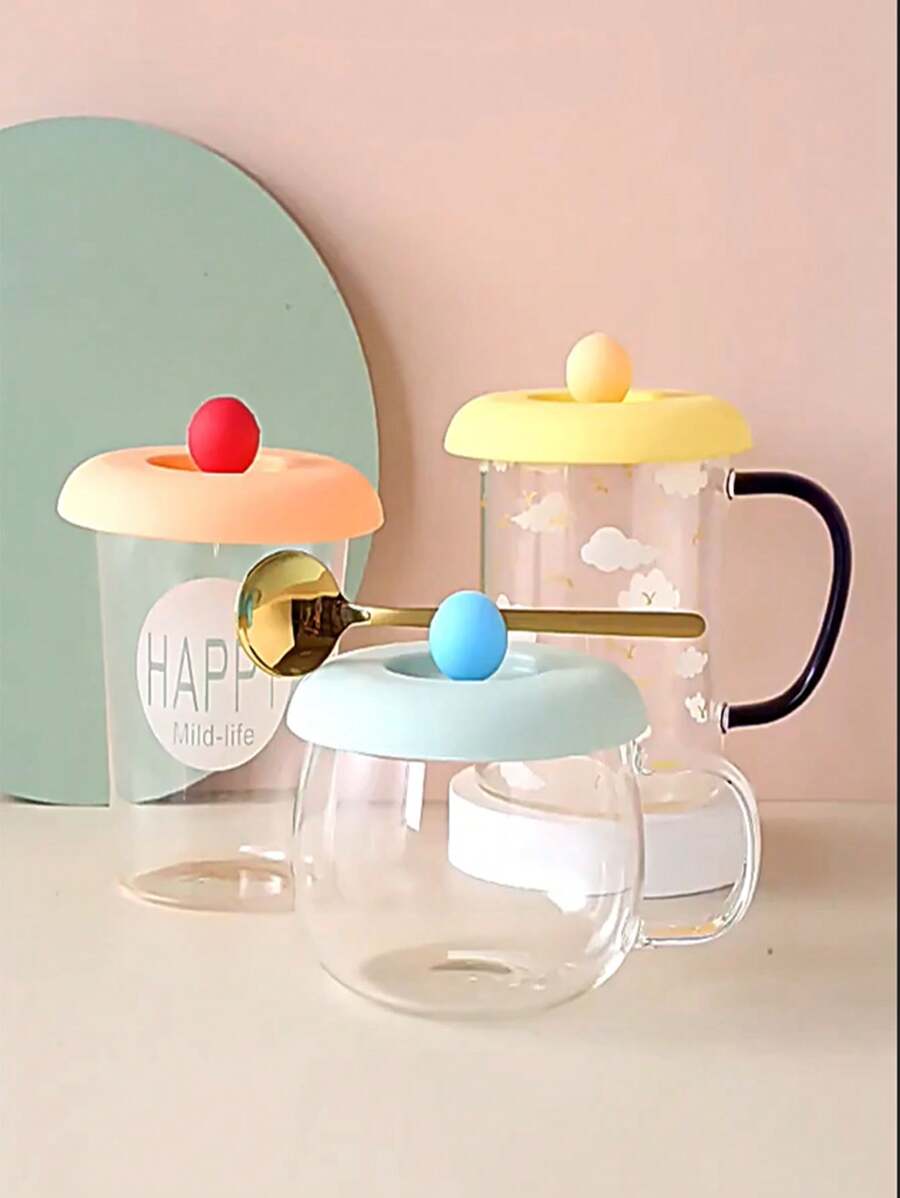 3 件/6 件带铃铛设计的饮水杯盖，隔热防尘，适合马克杯、杯子和玻璃杯，送给妈妈喝更多热水的创意礼物 - 彩色 - 查看 1