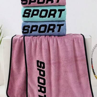 Sports English Printed Double-Sided Absorbent Velvet Bath/Gym Sweat Towel, Simple Design Fall Decor, Holiday Home Bathroom Decor Beach Essentials Back To School