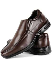Kit 2 Pairs Of Leather Dress Shoes With Super Soft Orthopedic Sole, Comfortable, Non-Slip Rubber Sole On - Black / Coffee - View 2