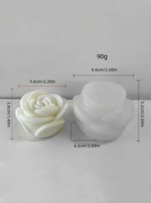 1 set med 3 rosformade silikonljusformar (liten, medelstor, stor) - Vit - Visa 3