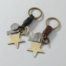 1pc Handmade Simple Woven Vintage Key Chain, Creative Pentagram Pendant Decoration