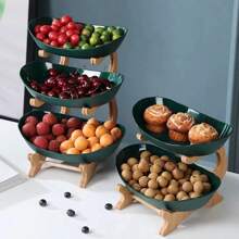 Elegant Multi-Tier Bamboo & Wood Fruit/Dessert Display Stand, Modern Creative Living Room Home Use Luxury Snack Tray - Multicolor - View 8