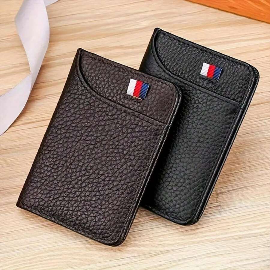 Men's Ultra Thin Minimalist PU Leather Credit Card Wallet - Soft PU Fashionable Slim ID & Card Holder For Men Wallet Mini Wallet Purse Wallet - Black - View 1