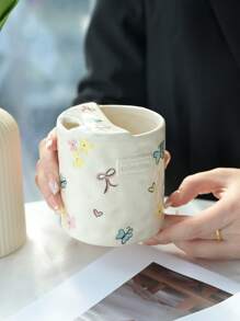 1 件 Ins 风格蝴蝶结陶瓷杯、咖啡/茶杯、适合返校礼物 - 多色 - 查看 3