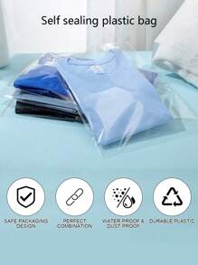 100 Pcs Self-Adhesive Sealing Clear Opp Bags, Resealable Plastic Bags For Large-Scale Packaging Of Small Gifts, Party Favors, And Toys,Suitable For Items Of Different Sizes, S/M/L/Xl, Can Be Used For Clothes, Shirts, Pants, Food, Paint, Party Gifts Packaging,Solid Packaging Bags