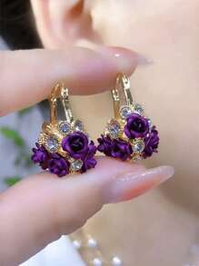 花篮形紫色耳环情人节 - 紫色 - 查看 9