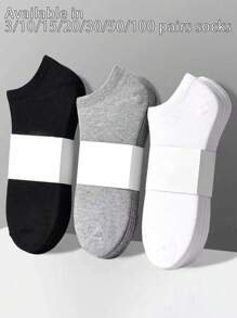 Juego de 3/10/15/20/30/50/100 pares de calcetines delgados y simples de colores negro, blanco y gris, calcetines invisibles, versátiles calcetines informales de verano para pareja, calcetines desechables de corte bajo