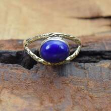 925 Sterling Silver And Brass Onyx Gemstone Jewelry Ring ~ December Month Birthstone ~ Natural Crystal Gemstone Ring ~ Gift For Valentine Day - 青金石 - 查看 4