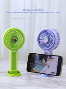 AOYI Portable Fan Handheld, Mini Personal Fans With Desktop Base, 3-Speed Adjustable, 500mAh Rechargeable Fan, Summer Cooling For Outdoor Office Traveling Walking Beach, Hot Weather Cool Essentials For Working Studying - 彩色 - 查看 4