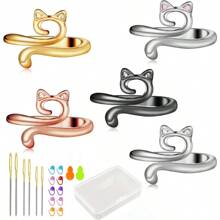 钩针环、可调节针织张力环、手指顶针、猫爪针织针尖、快速针织钩配件，适合作为送给母亲和祖母的礼物 - 彩色 - 查看 13