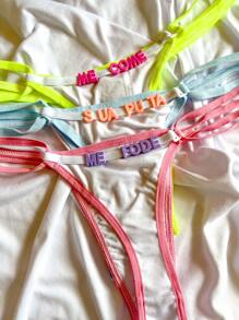 Kit With 3 Thongs Phrases Colors One Size Neon Candy Color Lingerie Sensual Thread - Nhiều màu - Xem 1