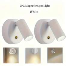 1 件/2 件无线 LED 磁性壁灯：2000mAh 锂电池，USB 可充电夜灯，3 色可调光，现代 ABS 设计氛围照明，触摸控制，适用于房间装饰/室内/室外/餐厅/卧室/酒吧/护眼阅读灯