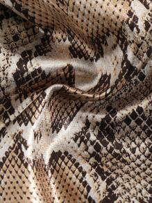 Snakeskin Print Sexy Bikini Set Swimwear, Tight Fitting Low-Back Spaghetti Strap Two-Piece Swimwear, For Summer Beach Vacation