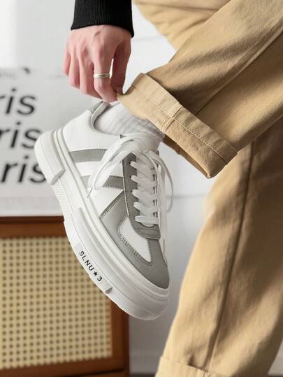 SLnU3 SLnU★3 品牌男士时尚复古撞色滑板鞋，厚底增高鞋，休闲鞋，日系男士穿搭必备，四季皆宜