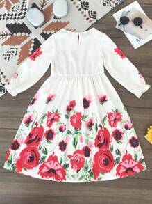 Seven Princess Robe longue à manches longues avec imprimé numérique pour jeune fille, nouvelle arrivée pour l'été