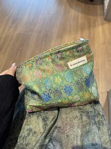 1pc Chinese Style Artistic Cosmetic Bag, Portable Skincare Product Storage Pouch, Handheld Toiletry Bag, Gift Bag