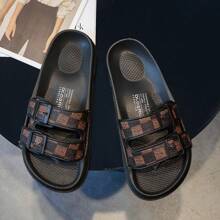 男士凉鞋，简约时尚男士沙滩拖鞋，家居拖鞋，淋浴鞋，室内拖鞋，浴室凉鞋，极致舒适，轻便，防滑，易于清洁 - 棕色 - 查看 4