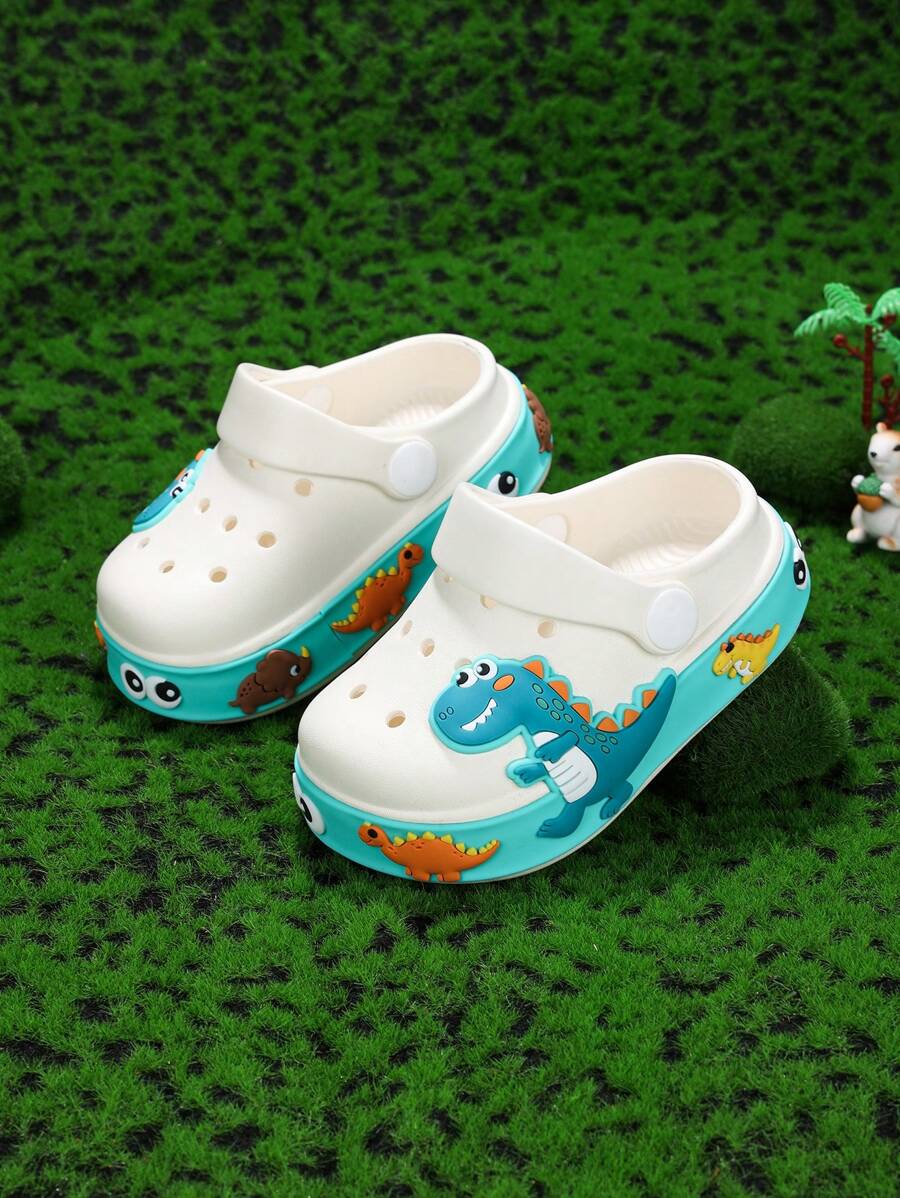 1 Pair Dinosaur Print Breathable Non-Slip One-Piece Baby Beach Clogs, Sandals