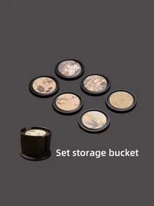 1pc Wooden Drink Coaster Holder Set, Creative Tea Cup Tray Storage Accessories, Heat Insulation Mat For Teapot & Tea Ceremony Back To School