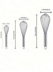 1/3pcs, Whisk With Solid Wood Handle, Kitchen Mini Stainless Steel Egg Beater, Milk Whipper Wire Whisk For Blending, Whisking, Beating, Or Stirring - Multicolor - View 12