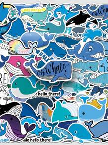 50PCS Marine Creature Whale Graffiti Sticker Cartoon Marine Cute Creatures Suitable For DIY Water Cup Skateboard Luggage School Classroom Fishing Party Decoration For Children
