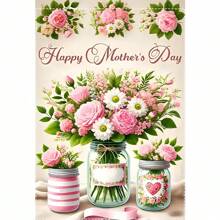 1pc Happy Mother's Day Garden Flag, Size 12x18 Inches, Floral Design, Multipurpose Home & Outdoor Decor, Fits Standard Flagpole Double Sided Waterproof Flag, No Flagpole Included