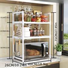 A Versatile Metal And Plastic Storage Rack, Shelving Rack, Baking Rack - Countertop Layered Kitchen Storage Organizer, Double-Sided Shelf With Hooks, No Power Required, Available In Black And White, With Two - And Three-Tier Options For Kitchen, Living Room, Bathroom And Lab Storage Racks. - Multicolor - View 5