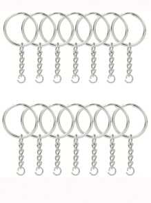 10/30/60 unidades Anillos partidos con cadenas, piezas de llaveros plateados con aros abiertos a granel de 1 pulgada/25mm para manualidades de llaves de pequeños negocios - Multicolor - Ver 1
