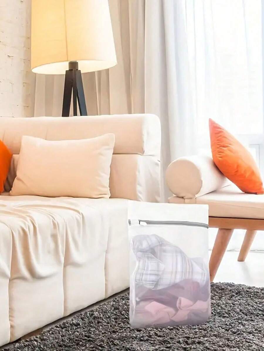 1 件装涤纶矩形拉链洗衣袋，多用途洗漱包，厚网眼储物袋，保护性洗衣袋，涤纶网眼拉链袋，适用于衣物，旅行收纳，洗衣保护袋，适用于衬衫、胸罩、袜子、袜子、内衣、裤子、鞋子、口罩、旅行收纳盒