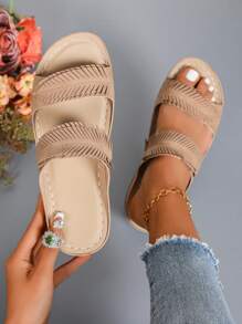 Women's Thick Sole Slippers, Casual Comfortable Flat Beach Sandals For Summer