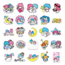 Sanrio 50 Piece Cartoon Cute Sanrio Double Star Mobile Phone Waterproof Stickers Suitcase Laptop Guitar DIY Stickers