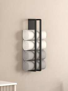 1个卷曲毛巾壁挂式毛巾架，浴室毛巾收纳架，节省空间的金属毛巾架，用于存放小毛巾，浴室配件，家居收纳整理浴室用品浴室工具