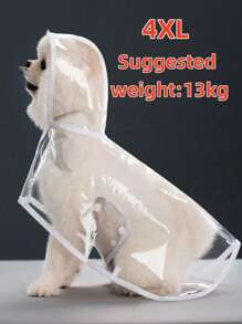 1 件 PU 透明防水宠物雨衣适合狗狗在雨天使用，宠物狗雨衣，宠物连帽防水夹克，柔软衣服