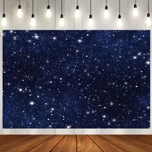 1 件外太空星空派对装饰摄影背景，星空派对装饰旗帜由涤纶面料制成，有多种尺寸可供选择，适合男孩或女孩的生日派对