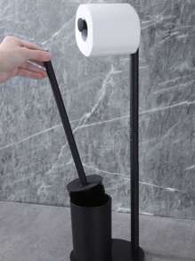 1 pieza Estantería de almacenamiento para baño, Porta rollos de papel higiénico y soporte para cepillo de inodoro de acero inoxidable