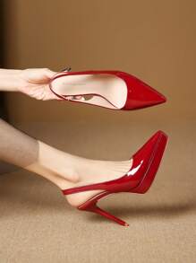 New Fashion High Heels Women's Shoes With Waterproof Platform, Pointed Toe And Hollow Out Design