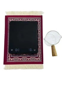 KTshxap 1 件咖啡垫、咖啡垫、咖啡杯垫、饮料杯垫、咖啡杯垫、桌垫、鼠标垫、防滑耐热垫、碗碟干燥垫、流苏地毯杯垫、桌面杯垫、咖啡师配件、学校用品、节日礼物 - 彩色 - 查看 5