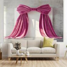 1PC Pink Velvet Bow Background Banner - Elegant Wall Decoration For Parties, Birthdays, Anniversaries, And Live Events - For Indoor/Outdoor Use, Perfect For Room, Garden, Or Courtyard Decoration