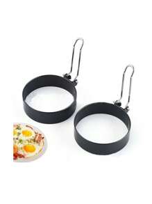 1 套厚创意煎蛋模具，圆形水波蛋圈模具，家庭烹饪工具 - 黑色 - 查看 3