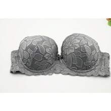 RITA SENSUAL FLORAL LACE BRA CUP B (3 PCS) - Grey - View 4