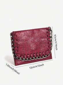 Y2K Fashion Personalized Rock Style Simple Short Chain Card Holder Coin Purse Clutch Wallet For Women Wallet Mini Wallet Purse Wallet Card Wallet - Burgundy - View 7