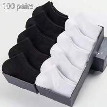 Juego de 3/10/15/20/30/50/100 pares de calcetines delgados y simples de colores negro, blanco y gris, calcetines invisibles, versátiles calcetines informales de verano para pareja, calcetines desechables de corte bajo