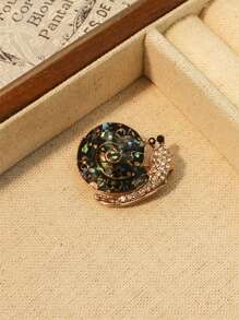 1pc Vintage Snail & Shell Brooch, Enamel Decor With Rhinestones, European & American Fashion Jewelry Accessory - Snail Brooch - View 6