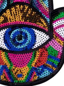 1个大号邪眼熨烫贴片，DIY服装配饰，刺绣缝纫熨烫贴花，适用于衣服、鞋子、包包、夏季装饰、学校用品 - 彩色 - 查看 5