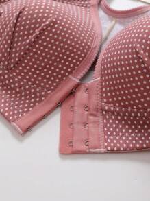 3pcs Polka Dot Decor Wire-Free Breathable Front Closure Sports Bra