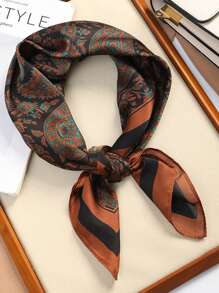 1 pieza Pañuelo de mujer con estampado de Paisley, pañuelo de cabeza tipo bandana, pañuelo de cabeza elegante, adecuado para uso diario, pañuelo de seda