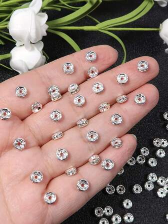 200/100/50 件镀银捷克水晶隔珠，串珠手链珠宝